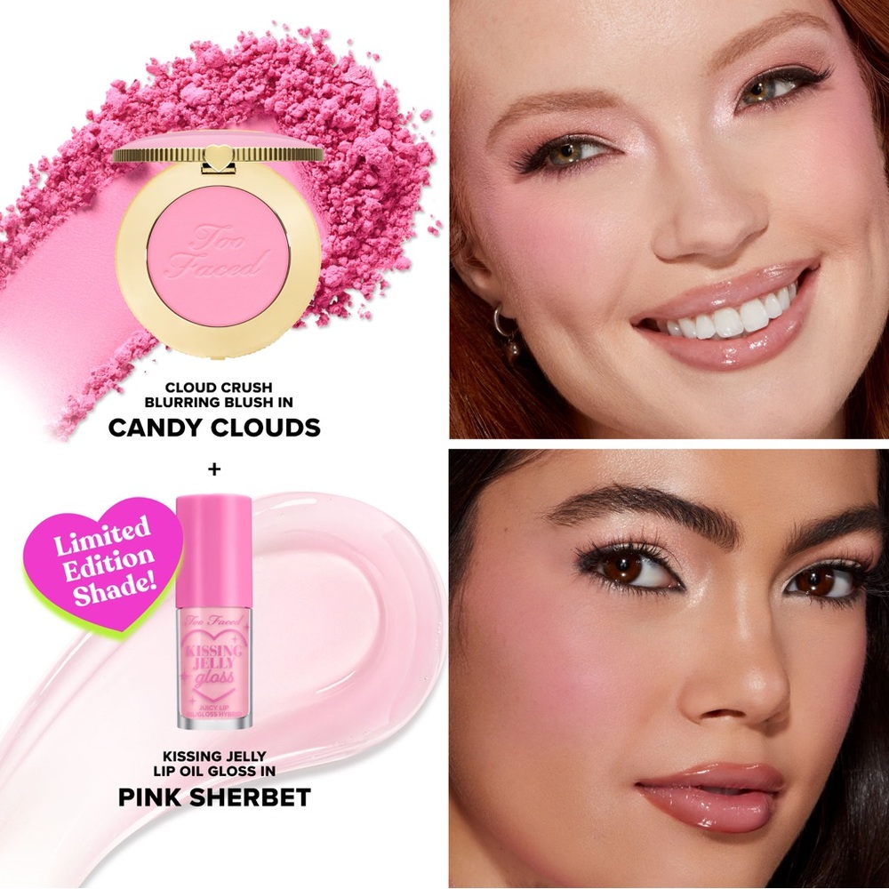 Too Faced Dream A Little Dream: Blush and Lip Gloss Set- limited edition, vegan